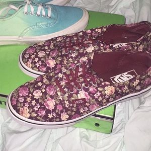 Maroon Floral Vans